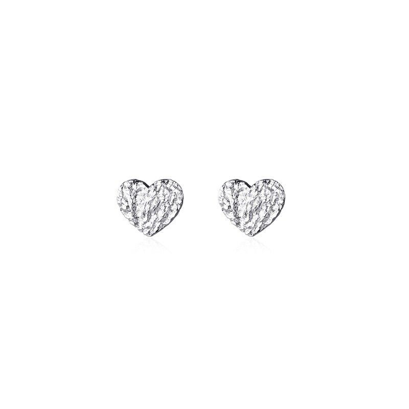 Textured heart earring in sterling silver