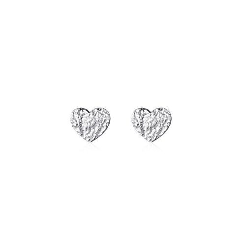 Textured heart earring in sterling silver