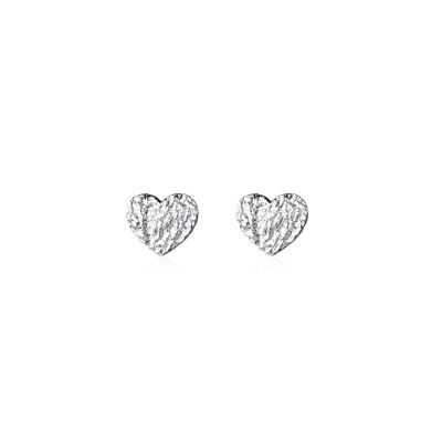 Textured heart earring in sterling silver