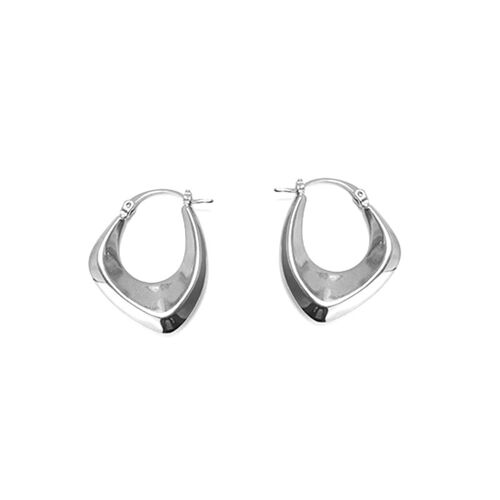 Curved hoop earring in white gold plate
