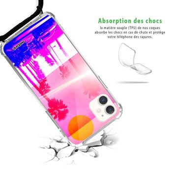 Coque cordon iPhone 11 avec cordon noir - Sunset 3