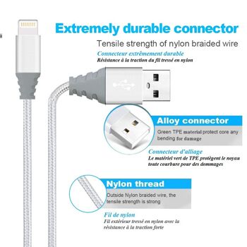 CABLE USB VERS 3 PORTS LIGHTENING 3