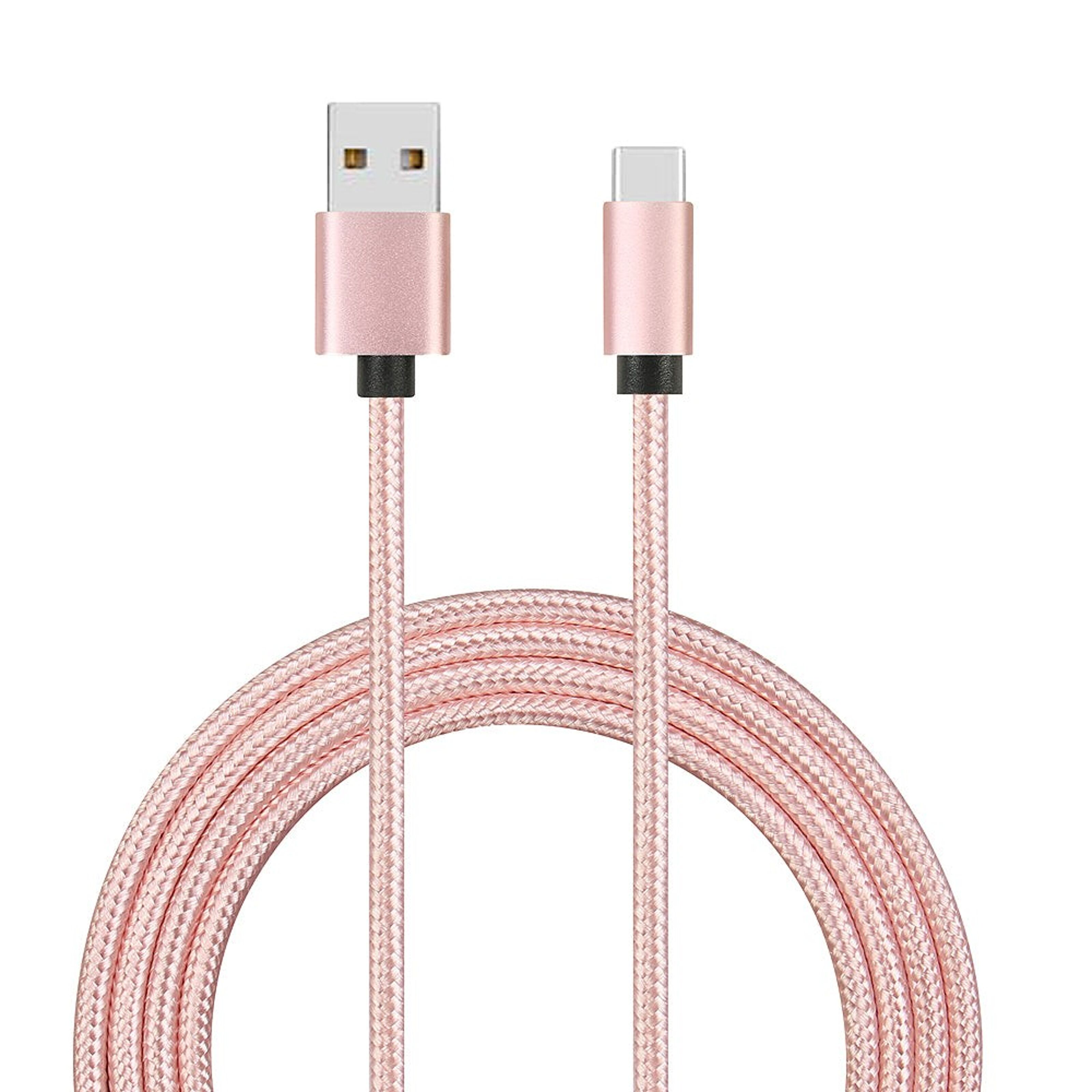 Mobigear Nylon - Câble USB-A vers USB-C 2 mètres - Rose doré 545182 