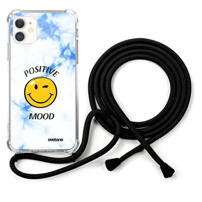 Coque cordon iPhone 11 avec cordon noir - Positive mood