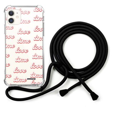 IPhone 11 cord case with black cord - Love Time