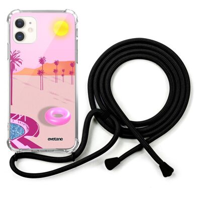 Coque cordon iPhone 11 avec cordon noir - Desert Dream