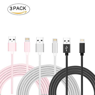 PACK OF 3 UNIVERSAL TRICOLOR USB TO MICRO USB OR LIGHTNING CABLES