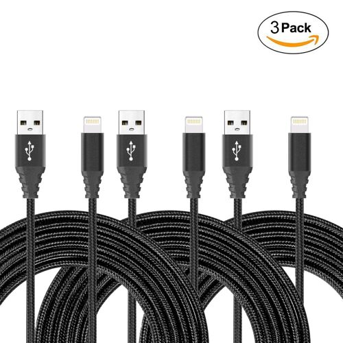 PACK DE 3 CABLES USB VERS LIGHTNING 2 METRES