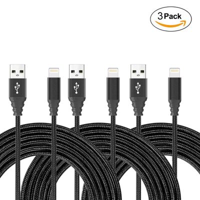 PACK OF 3 USB TO LIGHTNING CABLES 2 METERS