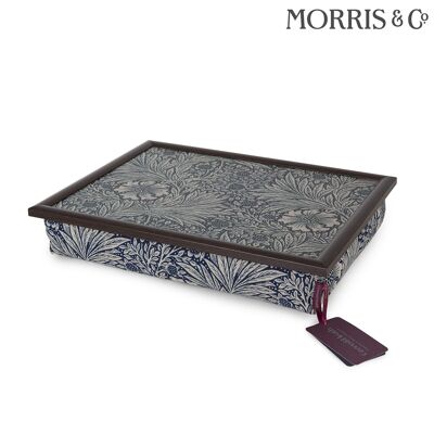 Mit Wolle gefülltes, gepolstertes Schoßtablett aus Holz in William Morris Marigold Indigo