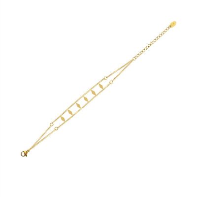Bracelet double chaîne en or avec détail de diamants