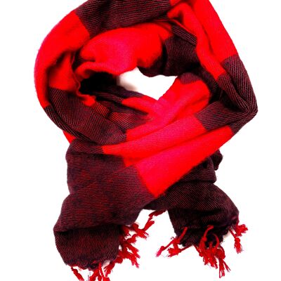 Yak wool | Scarf | Handwoven | 190x75cm | Red-black| fair trade