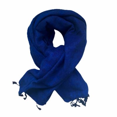 Bufanda de lana de yak | Tejida a mano | 190 x 75 cm | Azul oscuro