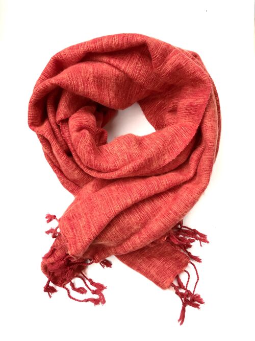 Yakwol | Sjaal | Handgeweven | 190x75 cm | Oranje | Fairtrade
