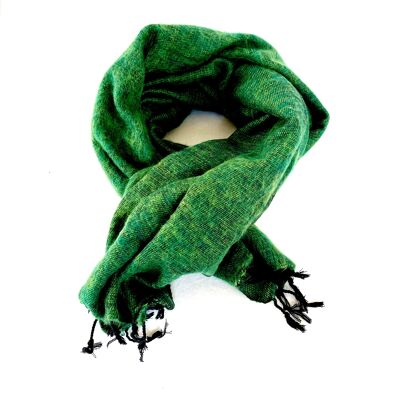 Yak wool | Scarf | Handwoven | 190x75cm | Green | Faor trade
