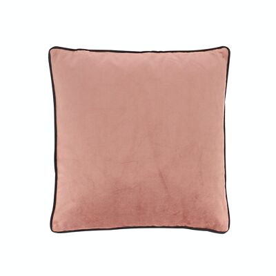 PINK SMOOTH VELVET CUSHION WITH BLACK PIPING 40X40CM GRAMY