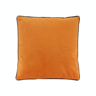 TERRACOTA SMOOTH VELVET CUSHION WITH BLACK PIPING