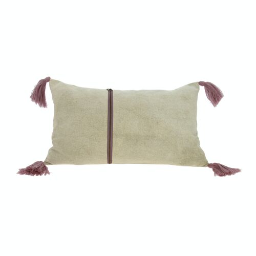 COUSSIN BEIGE 100% COTON LAVÉ ZIP DÉCO VERTICAL 30X50CM AGRA