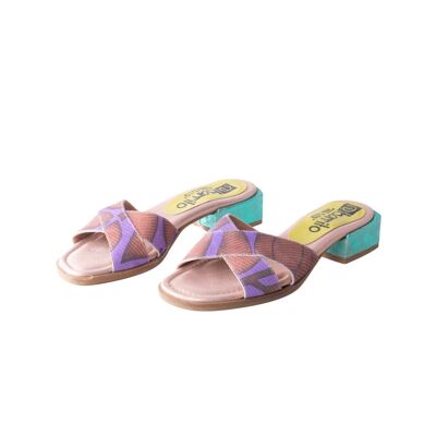 Bulders Beach - Sandalias con tiras cruzadas en piel patchwork