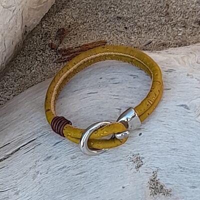 BRACELET LIEGE MOUTARDE ET BOUCLE INOX