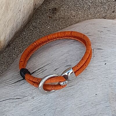 BRACELET LIEGE ORANGE ET BOUCLE INOX