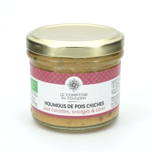 Houmous BIO de pois chiches aux carottes, à l'orange et au carvi 100g (Le comptoir du Fougeray)