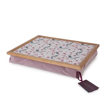 Plateau de recouvrement rempli de laine en velours rose blush 1