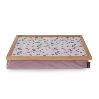 Plateau de recouvrement rempli de laine en velours rose blush 3