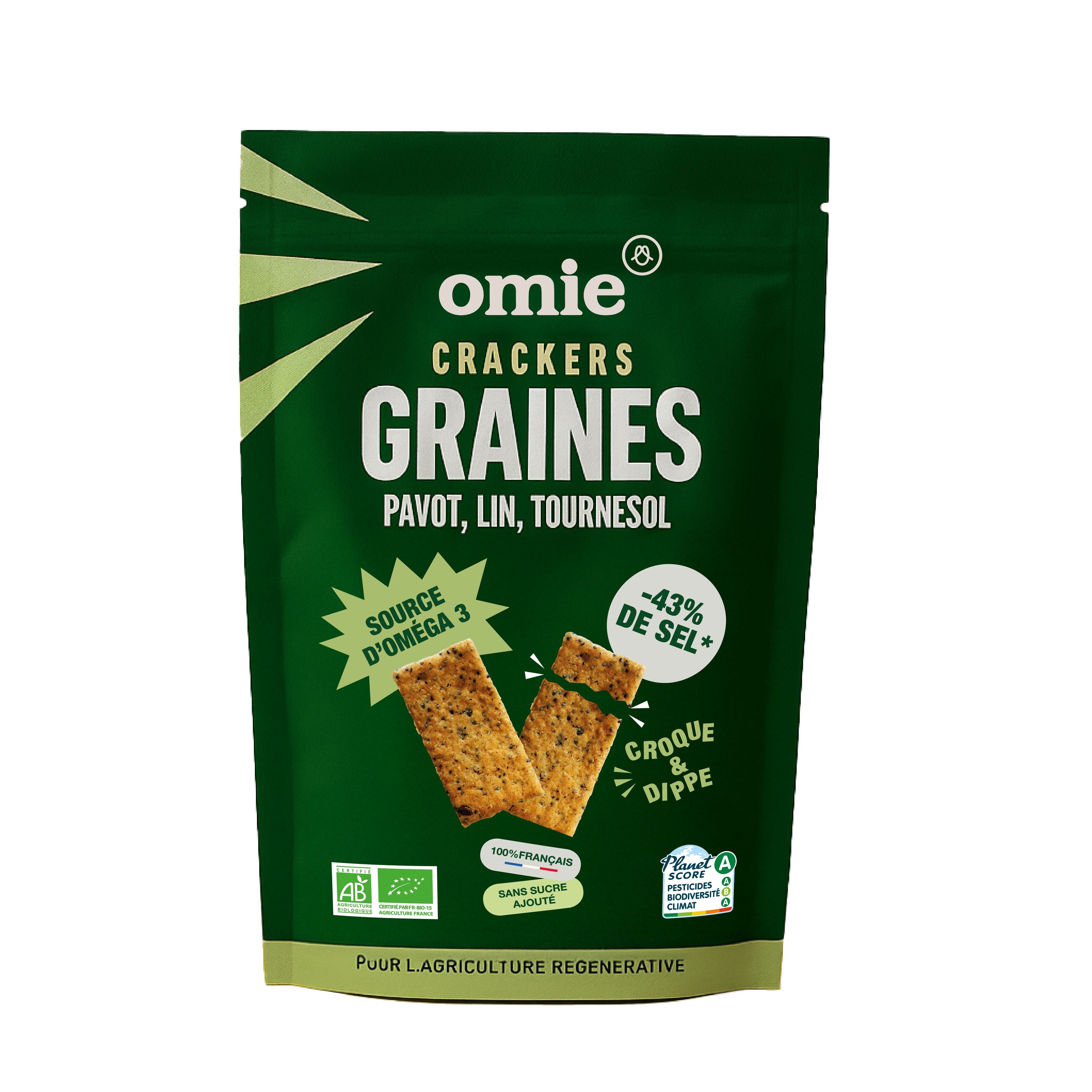 Organic poppy, flax and sunflower seed crackers - French ingredients - 100 g