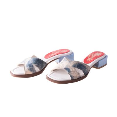 Bulders Beach – Sandalen mit gekreuzten Bändern aus Patchwork-Leder