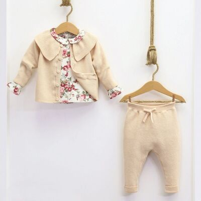 100% Cotton Organic 0-12M Baby Girl Set with Floral Style