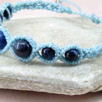 Bracelet macramé sodalite ajustable couleur bleu azur 4