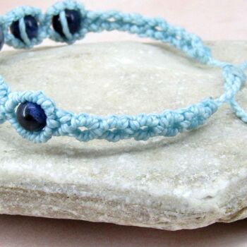 Bracelet macramé sodalite ajustable couleur bleu azur 6