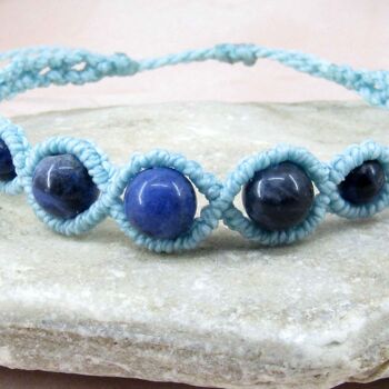 Bracelet macramé sodalite ajustable couleur bleu azur 7