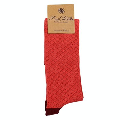 Miss Scarlet-Rubi Patterned Rhombus High Cane Sock