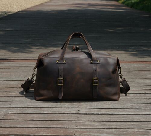 Large Genuine Leather Holdall In Vintage Look