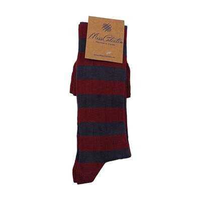 Miss Anthracite-Bordeaux Striped High Cane Sock