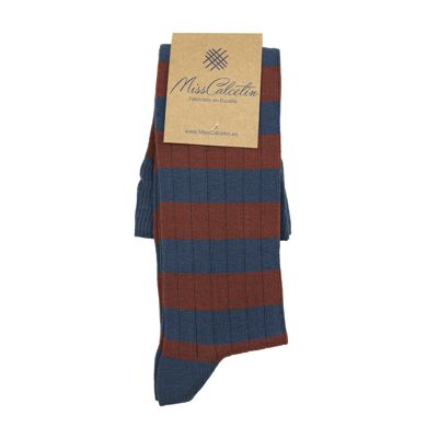 Miss Cuba-Midnight Striped High Cane Sock