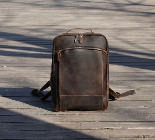 Zip Open Leather Backpack