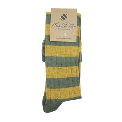 MissCurry-Thyme Striped High Cane Sock