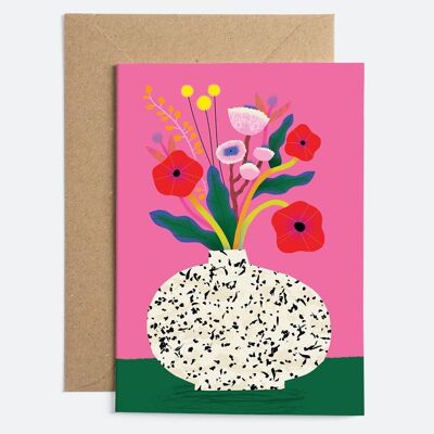 Bouquet de fleurs rose | Carte