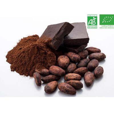 Granos de cacao fino criollo orgánico de Madagascar (1 kg)