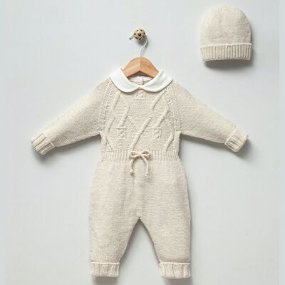 Baby Collar Non-Footed Jumpsuit with Hat