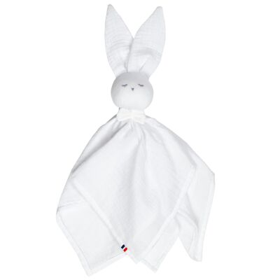 Handcrafted and customizable Rabbit soft toy, White, Made in France