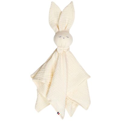 Handcrafted and customizable rabbit soft toy, Ecru, Made in France