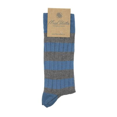 MissGrey-Light Blue Striped Low Cane Sock