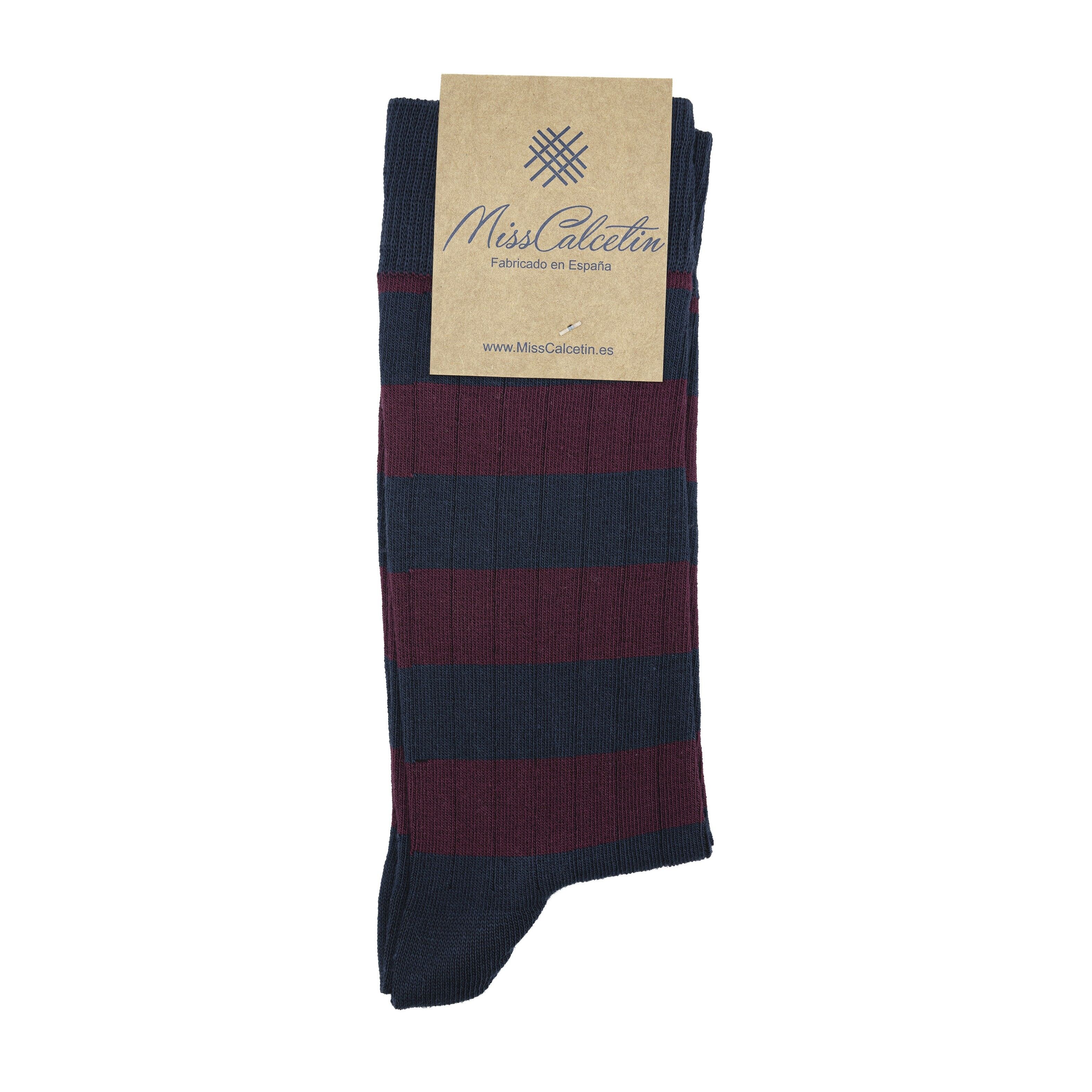 Miss Calza Bassa Canna a Righe Bordeaux-Navy
