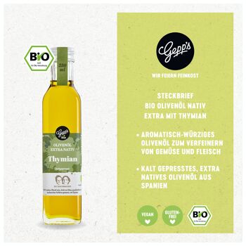 Huile d'olive vierge extra bio Gepp's thym (250 ml) 2