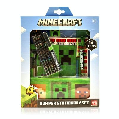 Minecraft Stationery Set. A5 notebook, notebook, case, colored pencils, pen, rubber, sharpener and ruler.