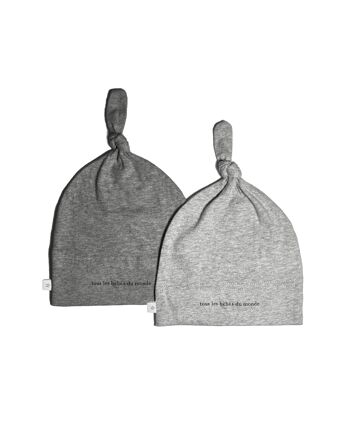 Pack de 2 Bonnets Noués 7AM Enfant : 100% Coton, Style Neutre pour Nouveau-né - Élégance et Fonctionnalité 6